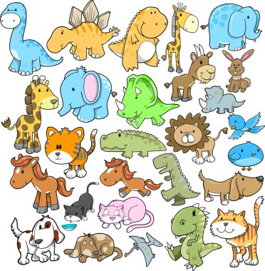 Cute Animal Vector Design elements Set clipart