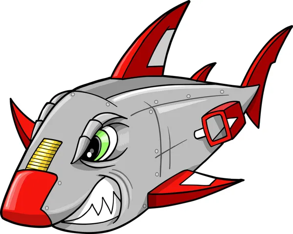 Cyborg robot haj vektor konst illustration — Stock vektor