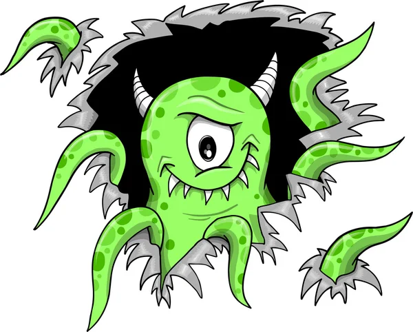 Illustrazione verde del vettore del mostro di Halloween — Vettoriale Stock
