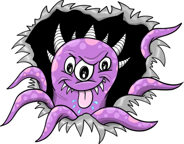 Purple Halloween Monster Vector Ilustración — Vector de stock