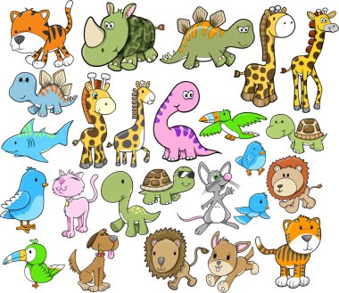 Cute Animal Vector Design Elements Set clipart