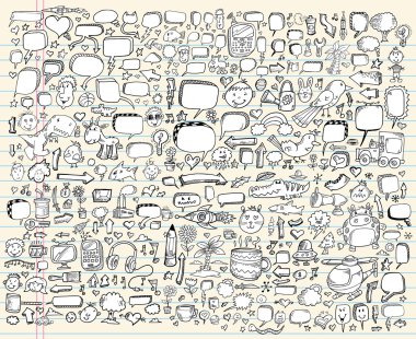 Notebook Doodle Sketch Vector Design elements Set clipart