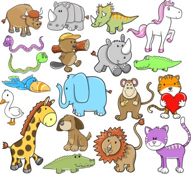 Cute Animal Wildlife Vector Elements Set clipart