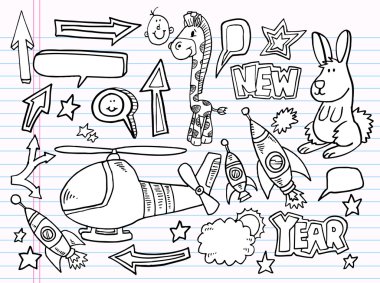 Notebook Doodle Sketch Vector Elements Set clipart