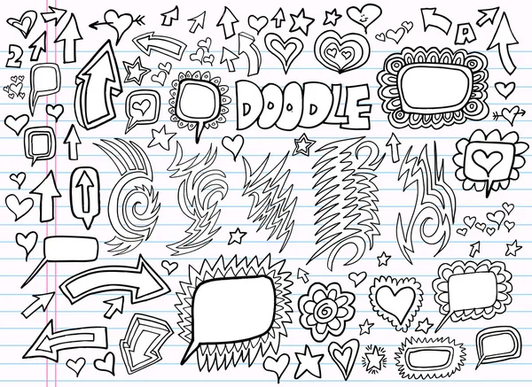 Set di elementi di design notebook Doodle vettoriale — Vettoriale Stock