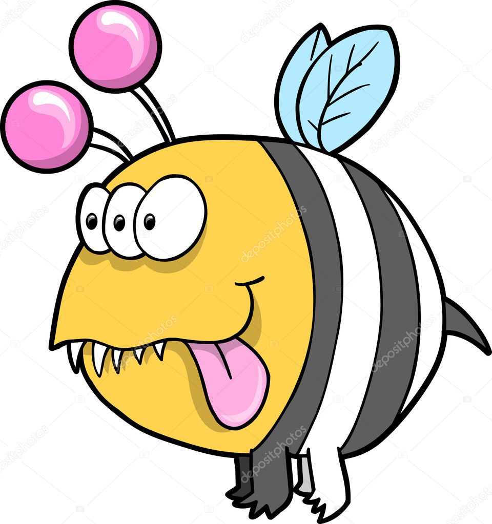 Alien Monster Bee Vector Illustration