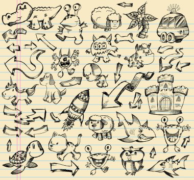 Notebook Doodle Sketch Design Vector Set clipart