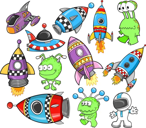 Schattig outer space vector designelementen instellen — Stockvector