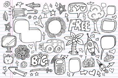 Doodle sketch drawing vector element illustration notebook set clipart