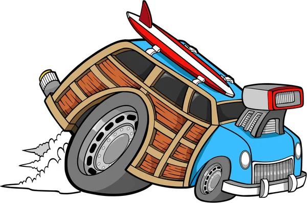 Woody wagon jeżdżący samochód wektor — Wektor stockowy