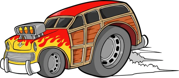Woody wagon jeżdżący samochód wektor — Wektor stockowy