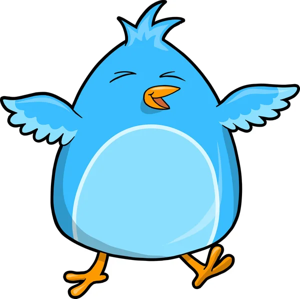 Cute Happy Blue Bird Vector Illustration — Stock Vector