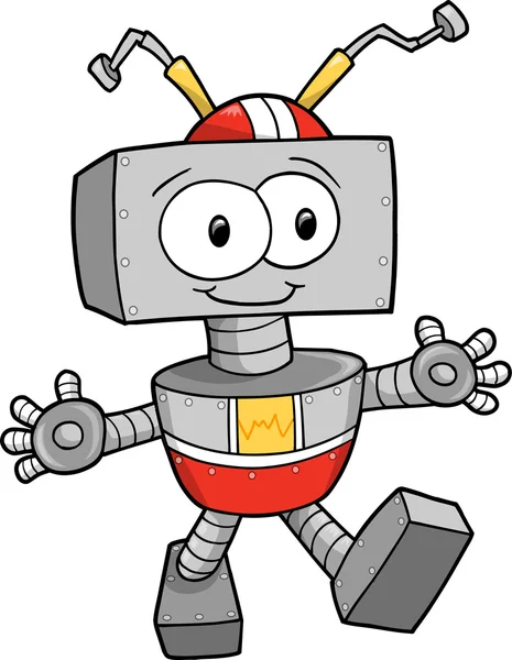 Feliz lindo robot vector ilustración — Vector de stock