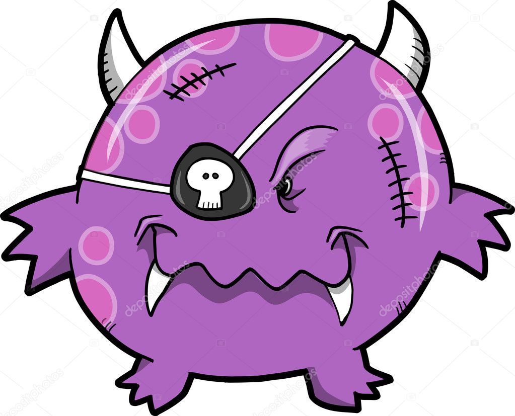 Purple Pirate Monster Vector Illustration