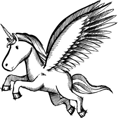 Sketch Doodle Unicorn Pegasus Vector Illustration clipart