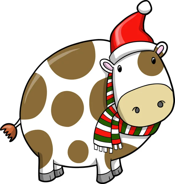 Słodkie Boże Narodzenie wakacje krowa wektor wektor — Wektor stockowy