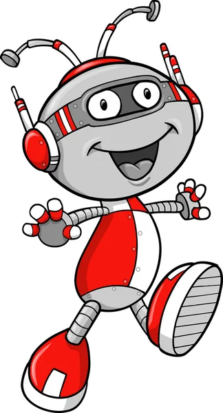 Happy Cute Robot Vector Illustration — Stock Vector