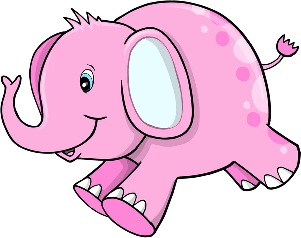 Bonito feliz rosa elefante vetor — Vetor de Stock