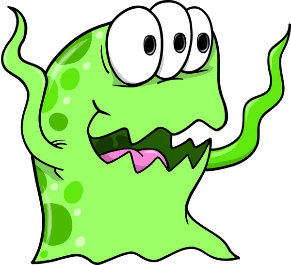 Cute Green Happy Alien Monster Vector — Stock Vector