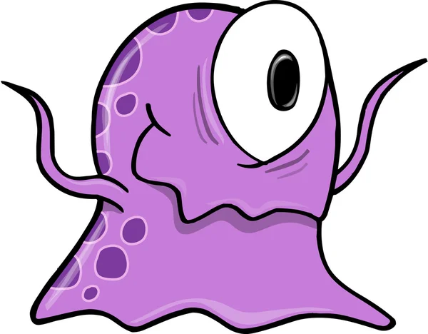 Cute Purple Alien Monster Vector Art — Stock Vector