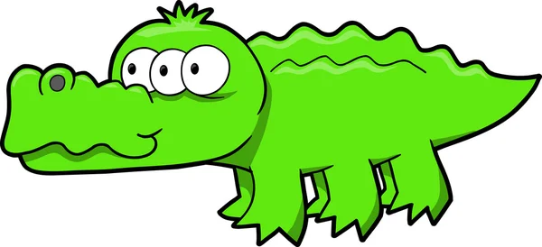 Alien Alligator Vector Illustration — Stock Vector