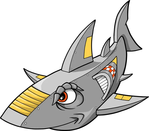 Robot Cyborg Shark Vector Ilustración — Archivo Imágenes Vectoriales