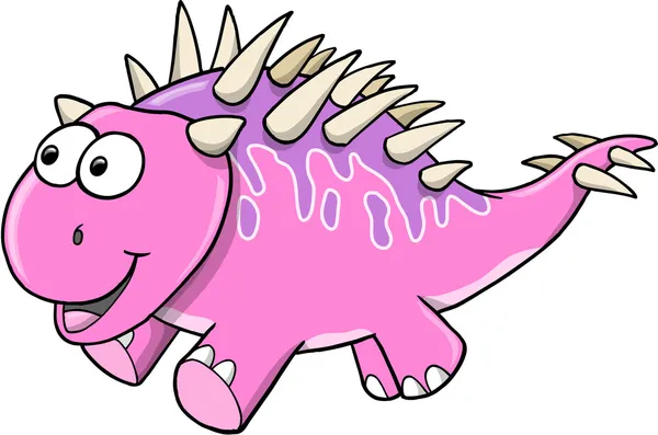 Silly Pink Dinosaur Vector Illustration — Stock Vector