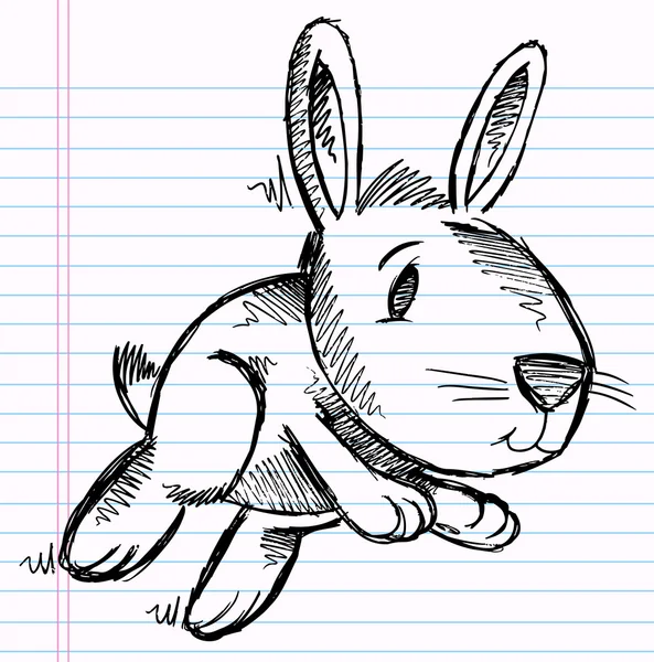 Esboço do doodle Coelho da Páscoa Ilustração do vetor do coelho — Vetor de Stock