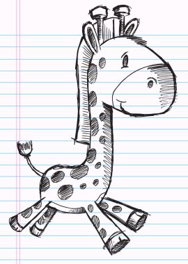 Notebook Doodle Sketch Giraffe Vector clipart