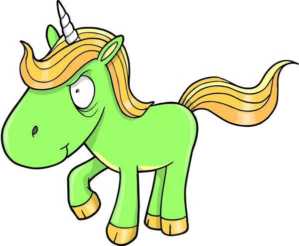 Toksik yeşil unicorn vektör çizim — Stok Vektör