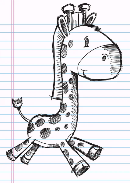 Notebook Doodle Sketch Giraffe Vector — Stock Vector