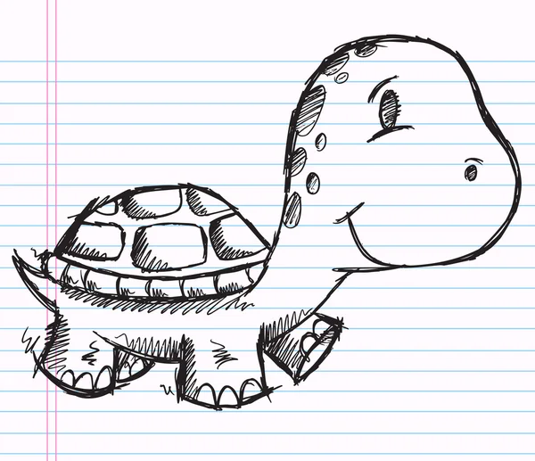 Notebook Doodle Sketch Turtle — Stock Vector