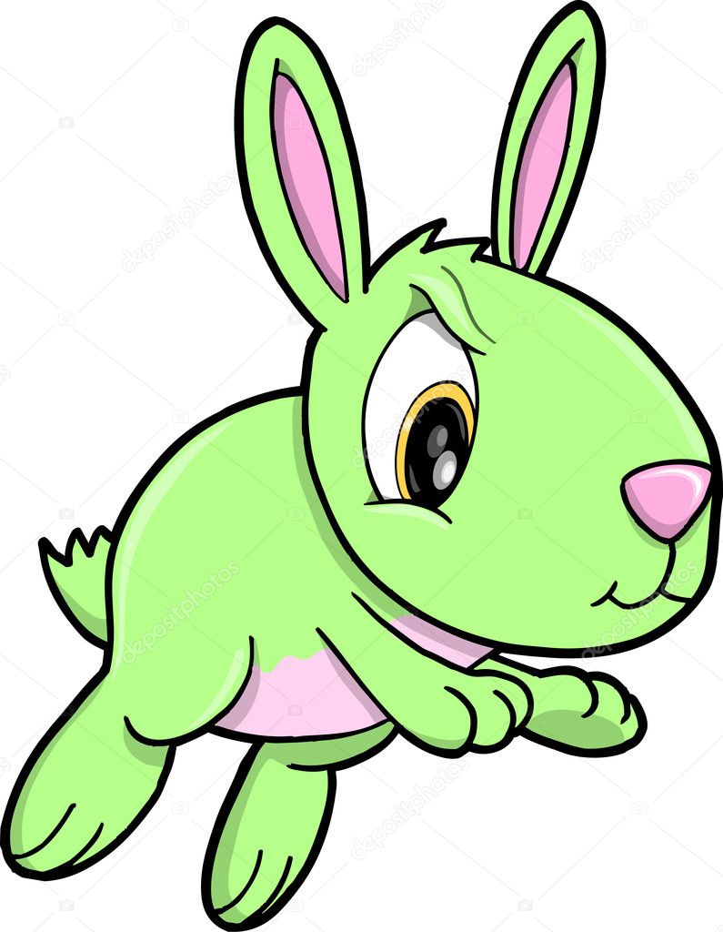 Toxic Green Bunny Rabbit Vector Illustration Art
