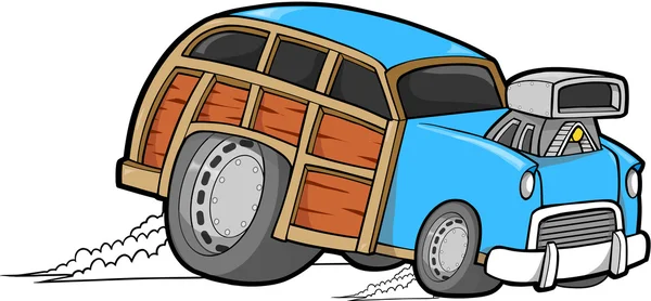 Woody Wagon Racer Car Vector Illustration Art — Vector de stoc