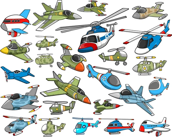 Flugzeug Transport Vektor Illustration Set — Stockvektor