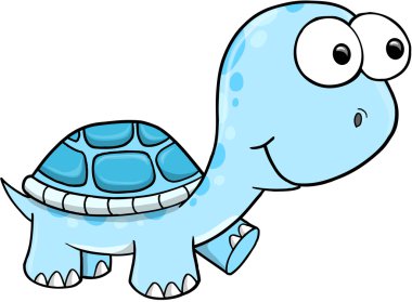 Blue Silly Turtle Vector Illustration Art clipart