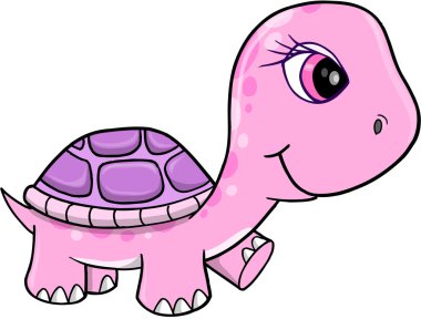 Cute Pink Girl Turtle Vector Illustration Art clipart