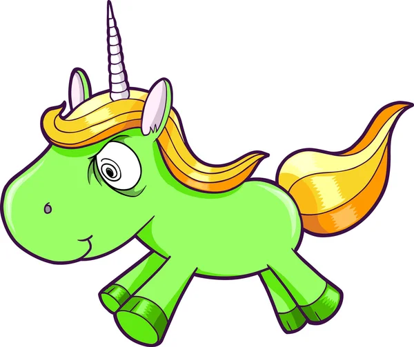 Giftiga crazy grön unicorn djur vektor illustration — Stock vektor