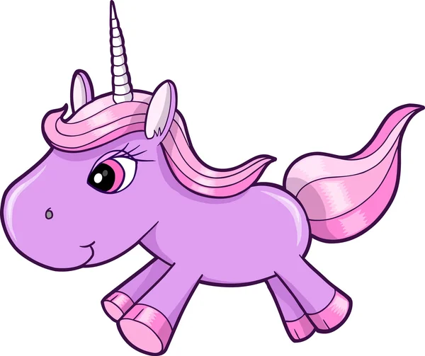 Bastante púrpura unicornio animal vector ilustración arte — Archivo Imágenes Vectoriales