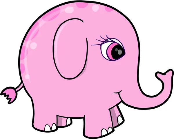 Cute Pink Girl Elephant Animal Verlustration — стоковый вектор