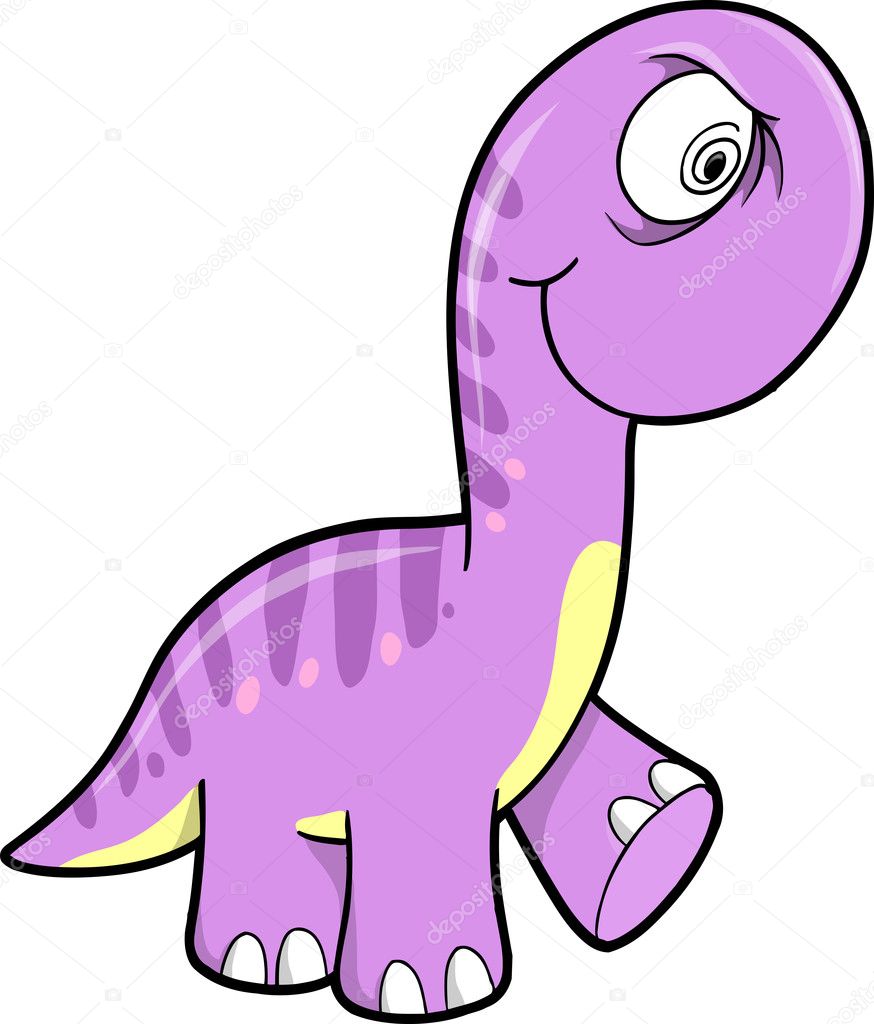 Crazy Purple Dinosaur Animal Vector Illustration Art