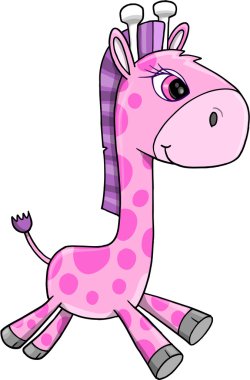 Pink Girl Giraffe Animal Safari Wildlife Vector clipart