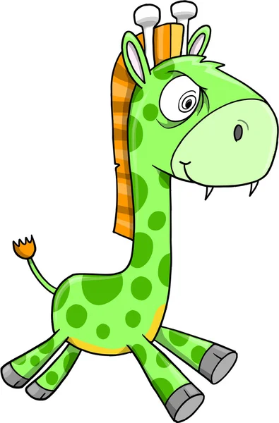 Tóxico Louco Verde Girafa Animal Safari Wildlife Vector —  Vetores de Stock