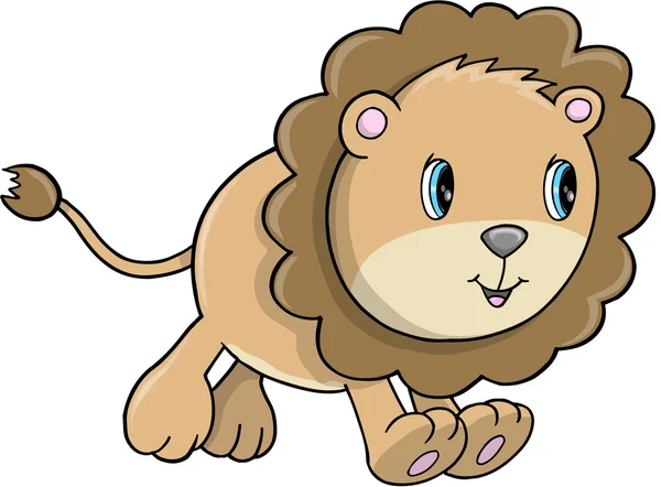 Carino cucciolo di leone animale safari vettoriale della fauna selvatica — Vettoriale Stock