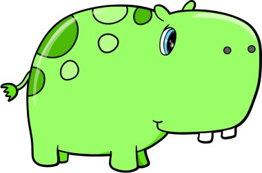 Cute Green Hippopotamus Vector Safari Animal clipart