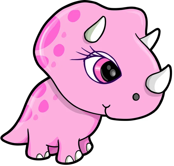 Cute Pink Triceratops Dinosaur Vector Illustration — Stock Vector