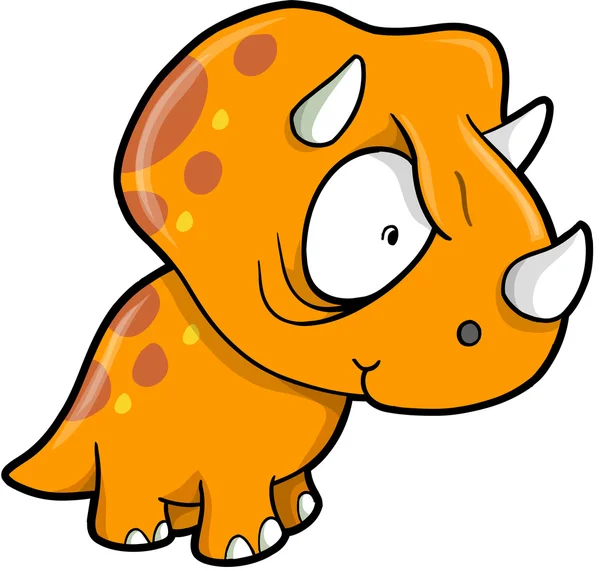 Crazy Orange Triceratops Dinosaur Vector Illustration — Stock Vector