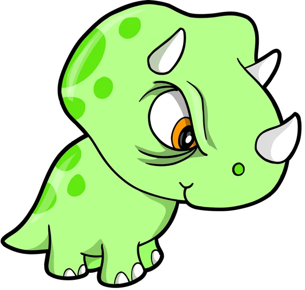Tvrdý střední zelené triceratops dinosaura vektorové ilustrace — Stockový vektor