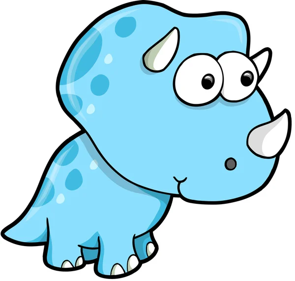 Dom goofy blauwe triceratops dinosaurus vectorillustratie — Stockvector