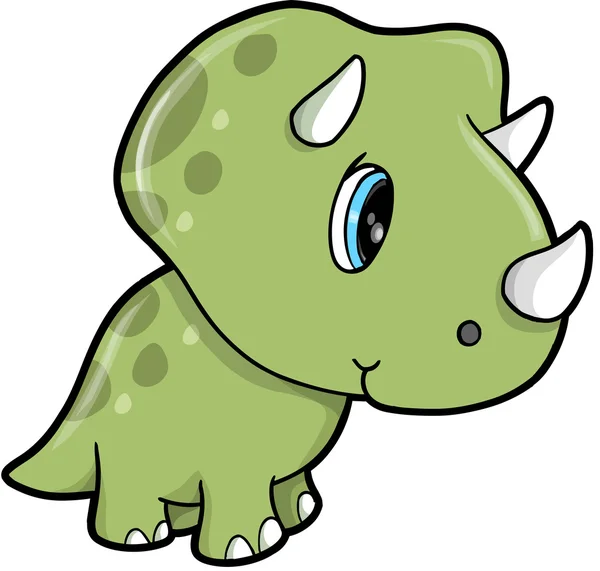 かわいい緑トリケラトプス恐竜ベクトル イラスト — ストックベクタ
